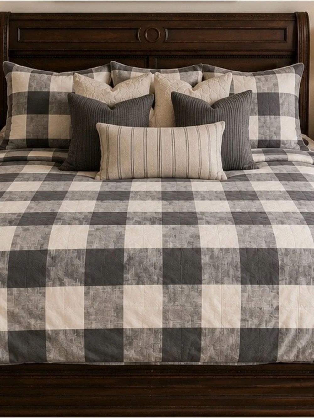 Pottery Barn Gray & Cream Buffalo Check Duvet Cover